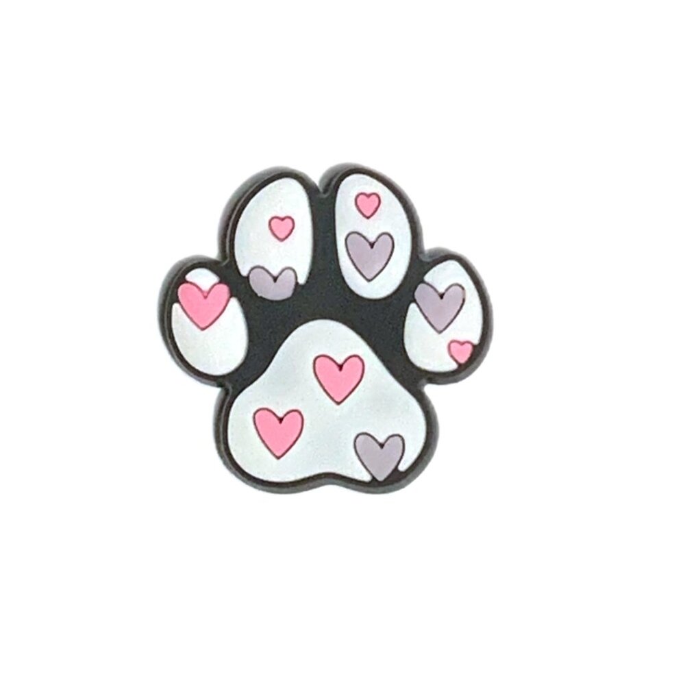 Heart Dog Paw Prints Pink Lilac Love Dog Paw Croc Charm - Picture 2 of 3